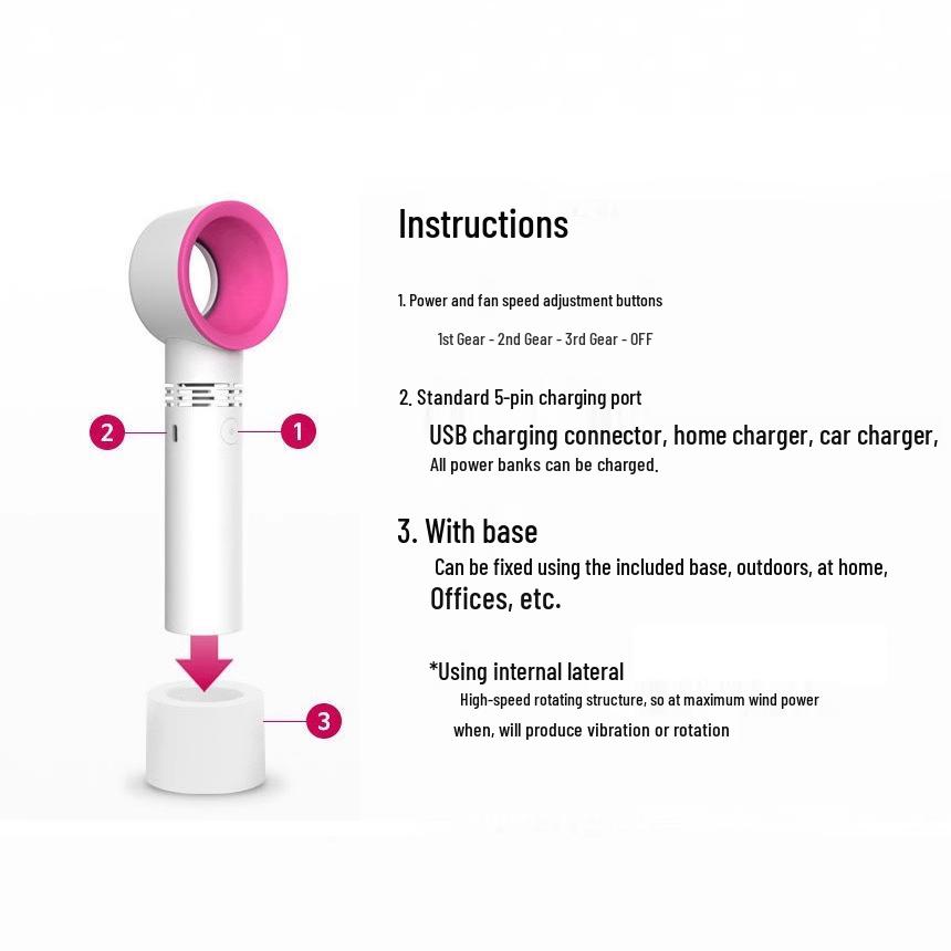 Bladeless Portable Handheld & Desktop Fan for Eyelash Extension & Hair Styling
