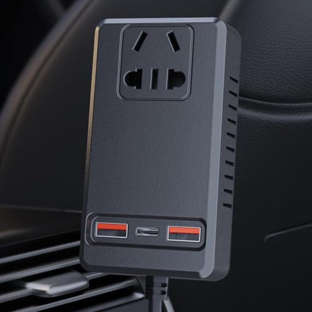 DC To AC Converter Car Power Inverter For Camping Black Portable Car Power Inverter Inverter Quick Installation