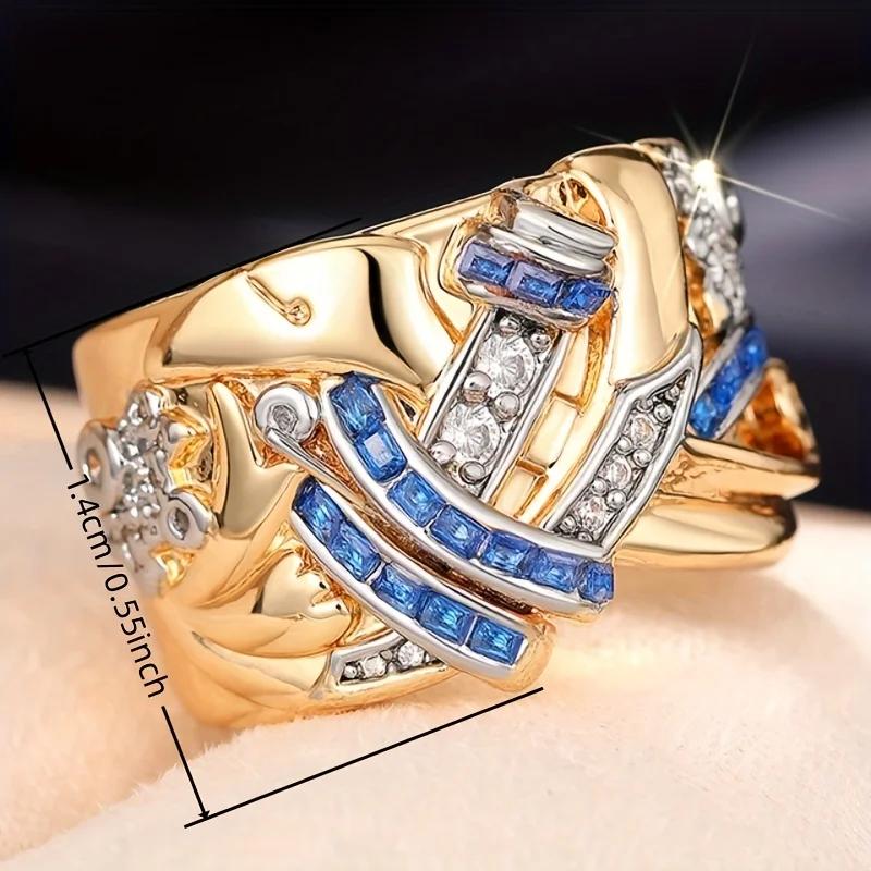 Fashion New Geometric Irregular Personality Golden Color Cubic Zirconia Ring for Women Party Accessories Dangle Custom Jewelry