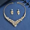 Necklace Earrings Set Banquet Party Dress Two-Piece Accessories Luxury Rhinestones Bridal Jewelry Women