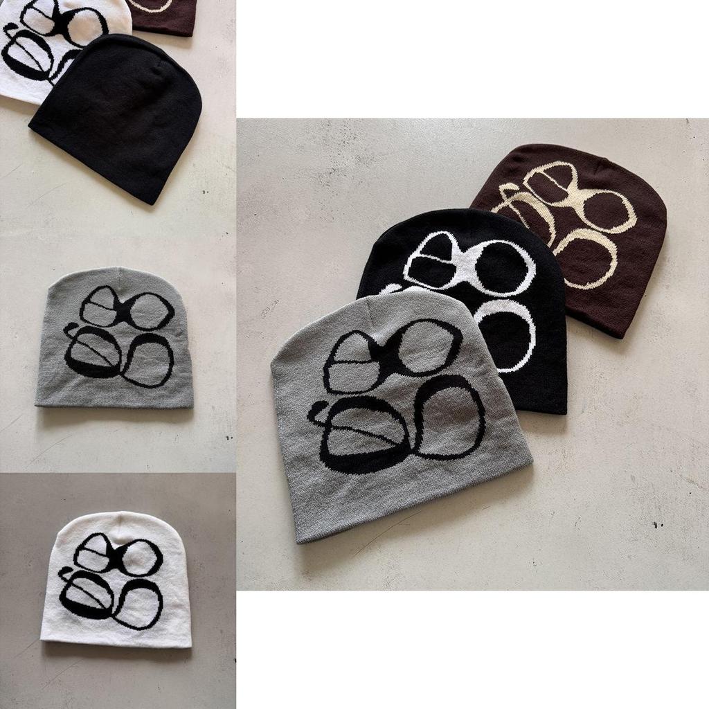 Korean Style High Top Knit Hat With Embroidered Letters For Autumn Winter Casual