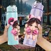 1PC Cute Girl Two Ponytails Portrait Print 750ml Color Plastic Sports Water Bottle Leakproof Flip Straw Lid Suitable for Sports Office Home Use