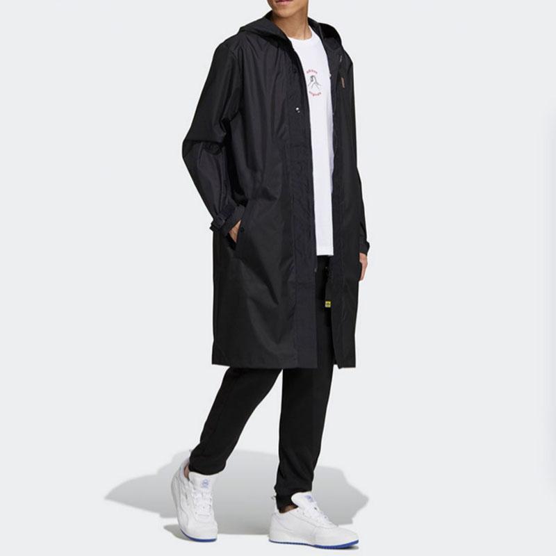 Adidas Originals Trefoil Logo Embroidered Hooded Long Sleeve Windbreaker Men Windbreaker Black GT7304