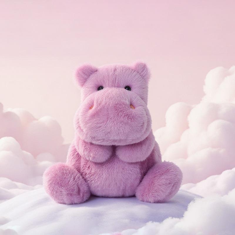 

26CM Cute Purple Hippo Soft Plush Toy Stuffed Lavender Hippo Animal Doll Cartoon Plush Doll Home Decoration Birthday Kids Gift 26cm