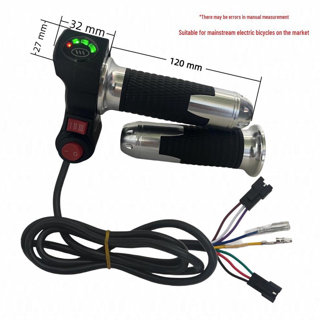 Four-Light Rice Grain Switch Electric Bicycle Throttle Grip with Three-Speed Digital Display