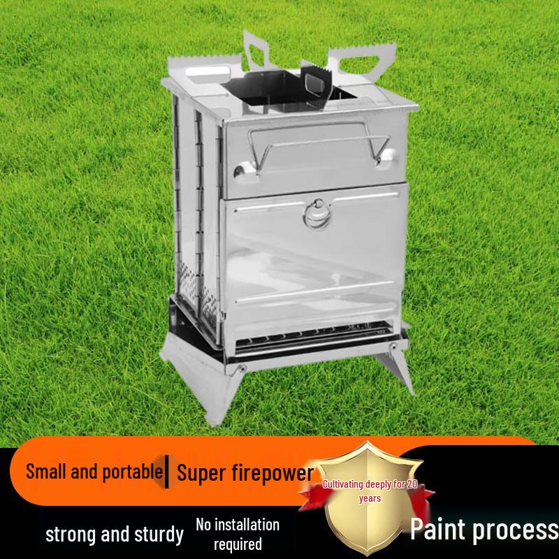 Portable Stainless Steel Folding Multifunctional Charcoal Wood Burning BBQ Grill