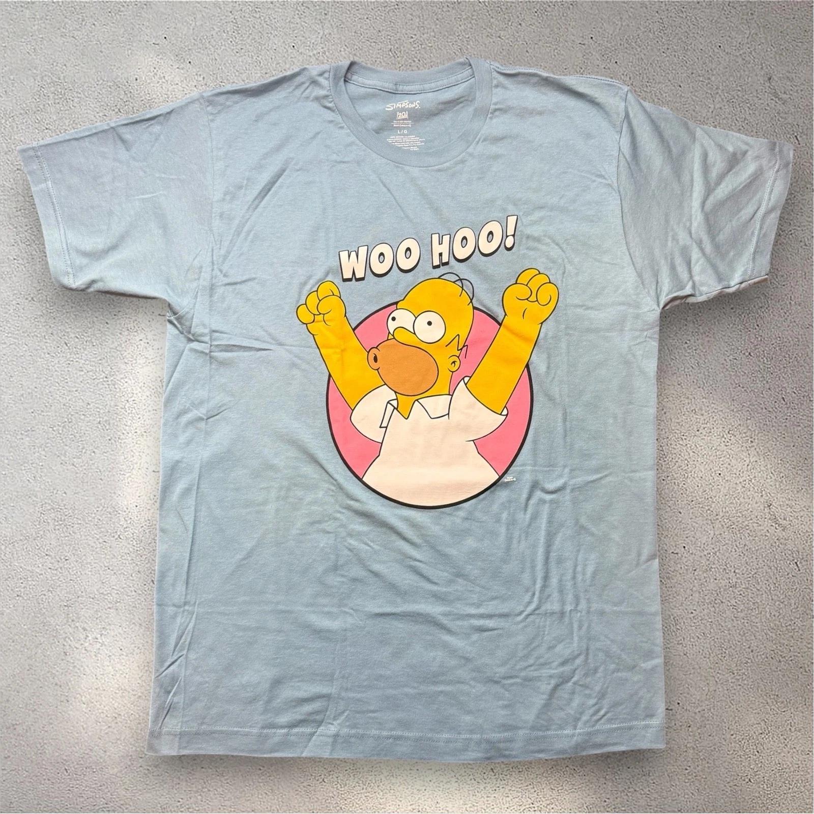 The Simpsons Homer Simpson Woo Hoo Graphic T- Shirt Blue Mens Large L
