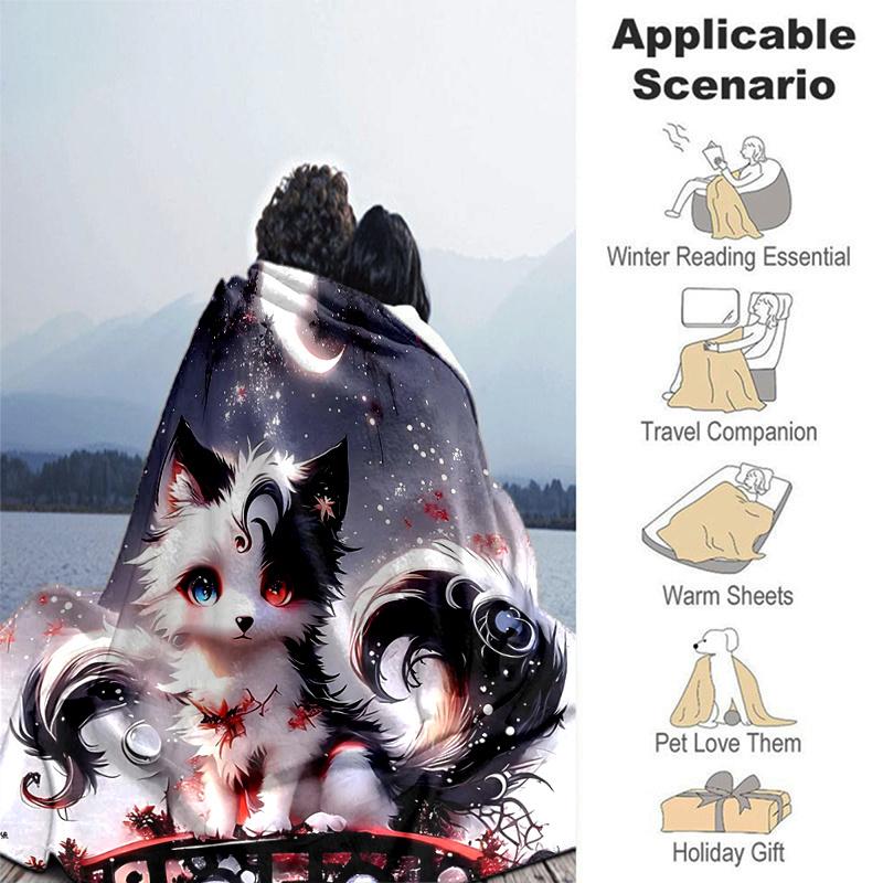 1pc Handsome Black and White Cat Blanket