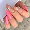 24 Piezas Negras Desmontables Almendra Francesas Cobertura Completa Uñas Postizas Con Líneas Plateadas de Mariposa Stiletto Press On Nails Para Manicura DIY
