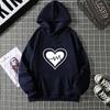 Women's Fleece Lined Hoodie Solid Color Heart Print Kangaroo Pocket Drawstring Printed Hooded Sweatshirt Streetwear