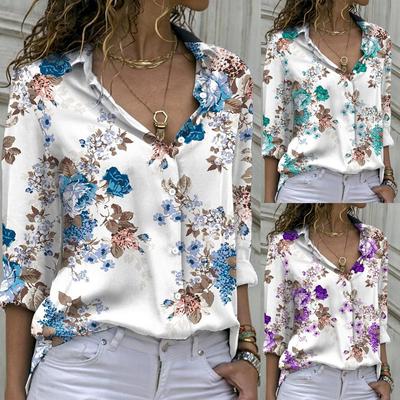 Spring and Summer Fashion Printed Women's Long Sleeve Loose Shirt