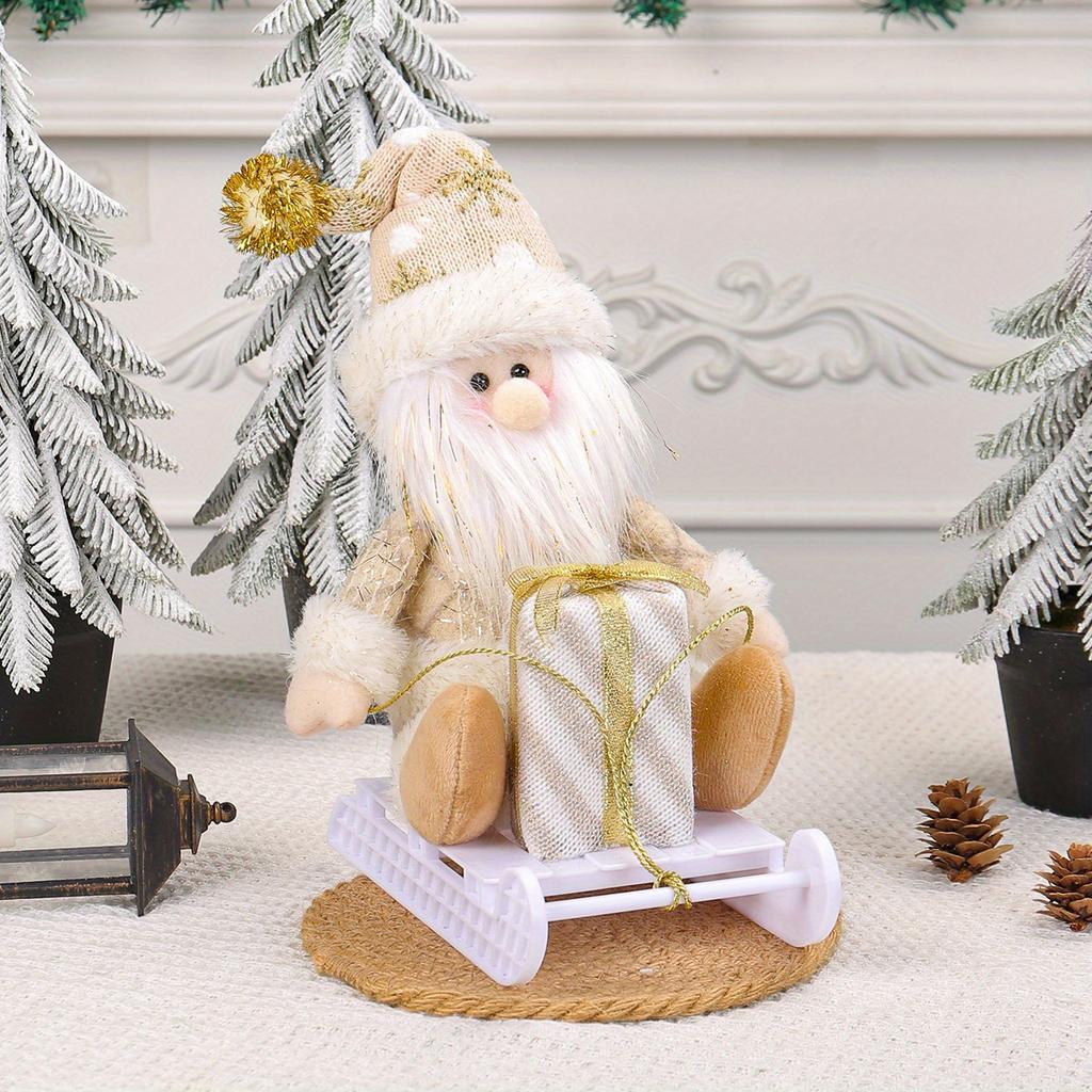 1Pc Christmas Santa Claus Elk Sleigh Doll Window Display Ornaments, for Living Room Window Glass Door Christmas Tree Decoration