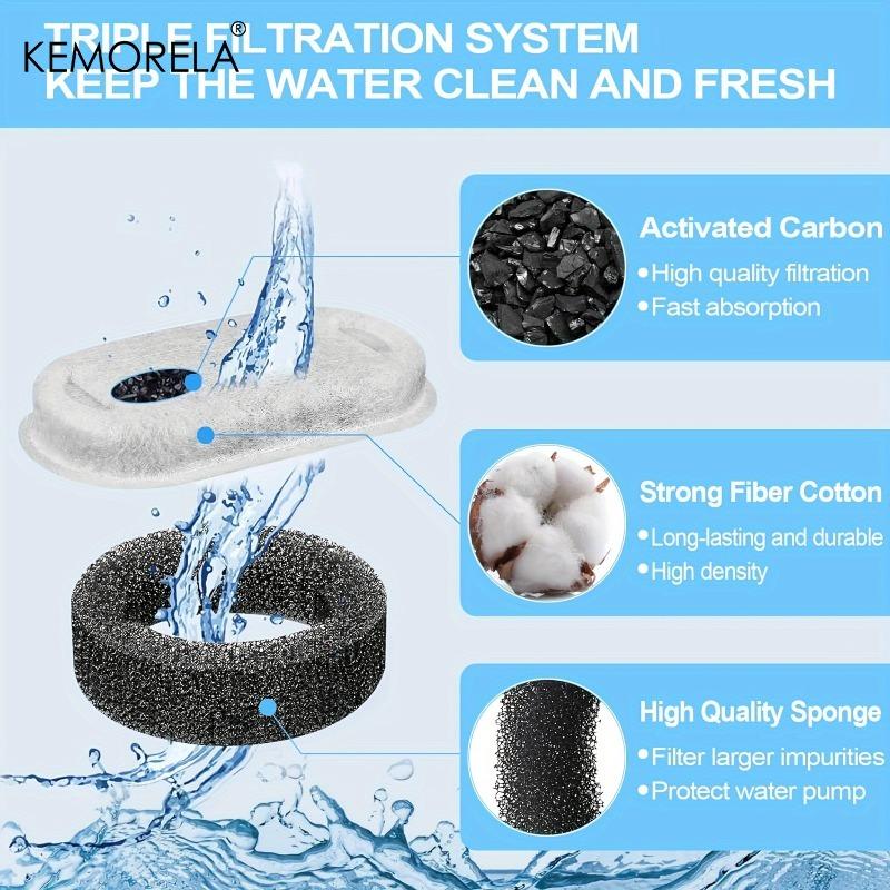 12PCS Cat Water Fountain Filters Activated Carbon Sponge for Home Stainless Steel Pet Water Dispenser Healthy Care Accessory