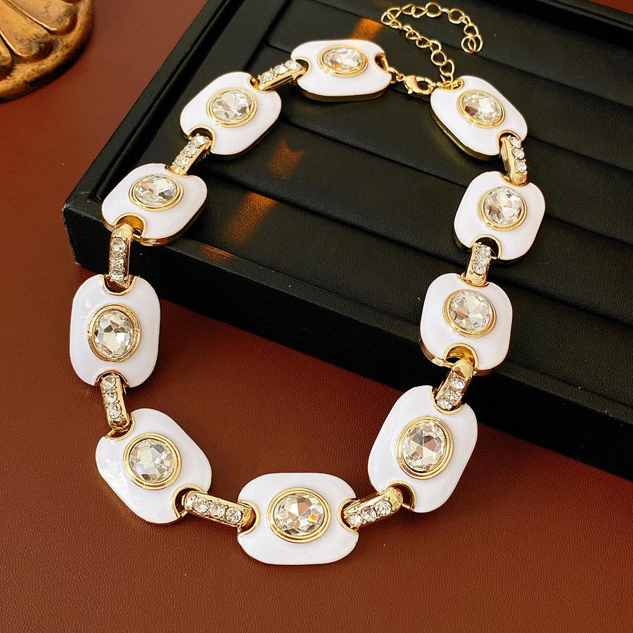 Acrylic Oval Diamond Ring Bracelet Earrings Necklace Accessories Women's Clavicle Chain Versatile Necklace