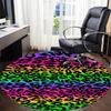 1pc Rainbow Leopard Office Round Area Rug, Indoor Mat Suitable ForOffice, Under Office Chairs Bedroom Living Room Home Decor, Room Decot003
