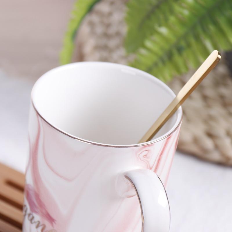 Marble pattern cup gift box, Nordic ins flamingo mug, couple ceramic cup, wedding