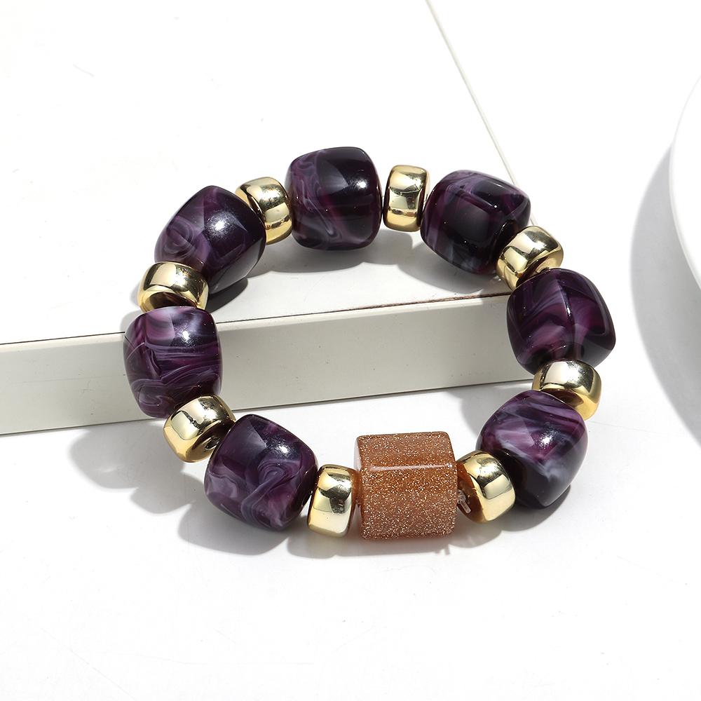 Fashion Acrylic Big Square Beads Bracelet for Women New Trendy Colorful Imitation Stone Strechy Bracelets Statement Jewelry Gift