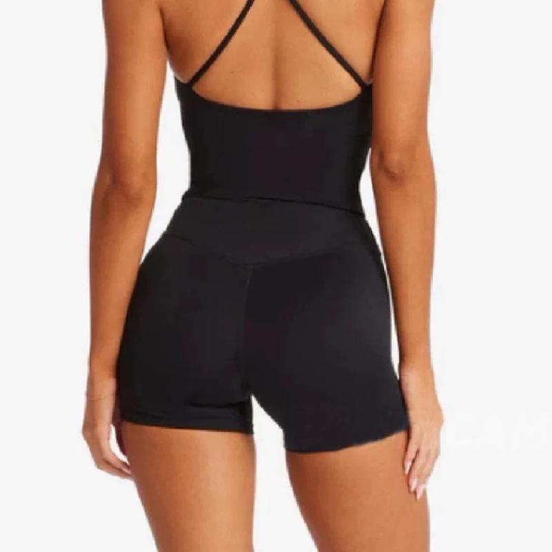 European & American Nude Feel Strap Yoga Set: Tummy Control & Hip Lift Cami with Tight-Fit Sports Pants
