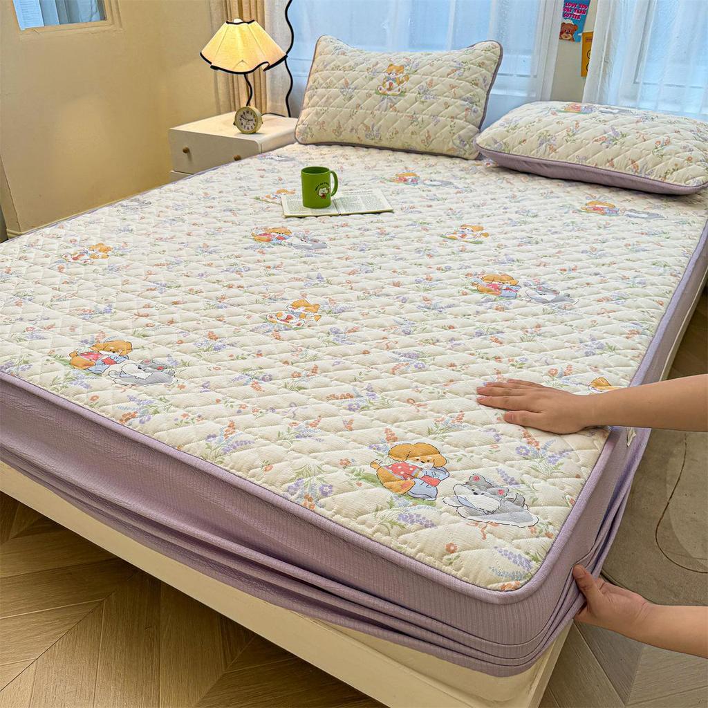 Retro Crinkle Cotton Quilted Fitted Sheet Set - 3 Piece 2025 Edition