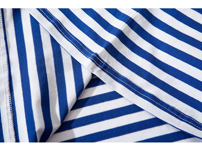 Japanese Style Striped Embroidered Unisex Long-Sleeve Top