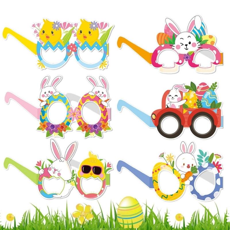 Pack Of 6 Easters Paper Glasses Elegant 3D Eyeglasses for Festival Parties Handmade Eyewears Festival Accessory