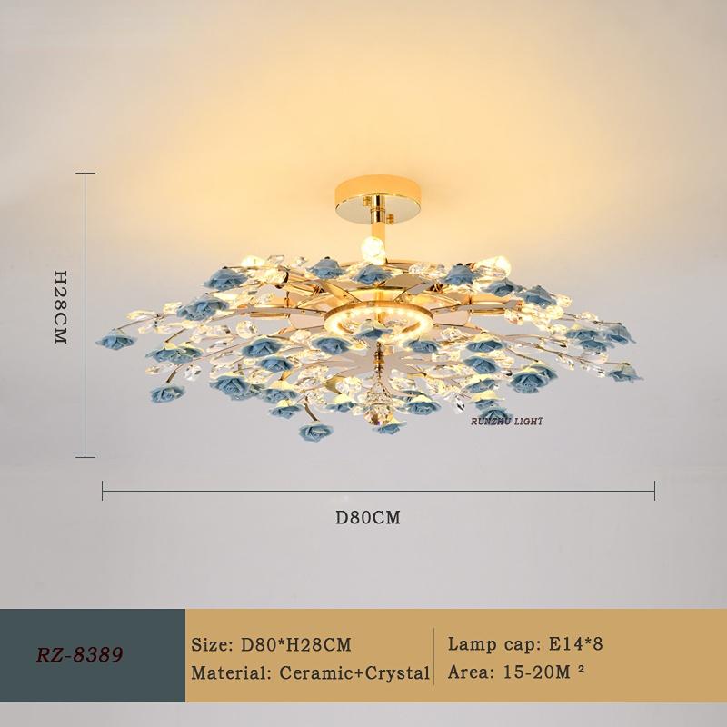 

Стильный садовый подвесной светильник, романтический светильник для спальни, теплый потолочный светильник для комнаты, модный подвесной светильник с розой, хрустальный светильник 8 head lights синий