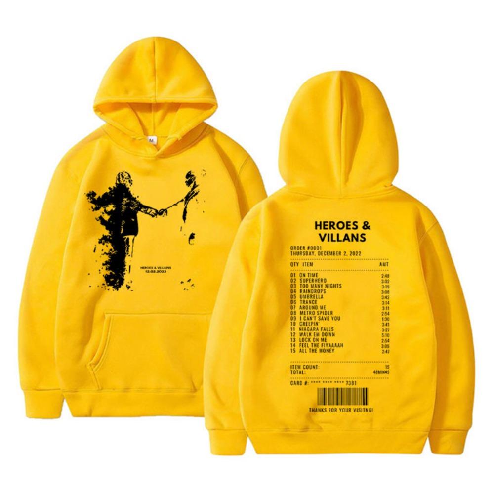Rapper Metro Boomin Heroes Villains Double Sided Print Hoodie Men Hip Hop Oversized Sweatshirt Men's Fashion Trend Streetwear