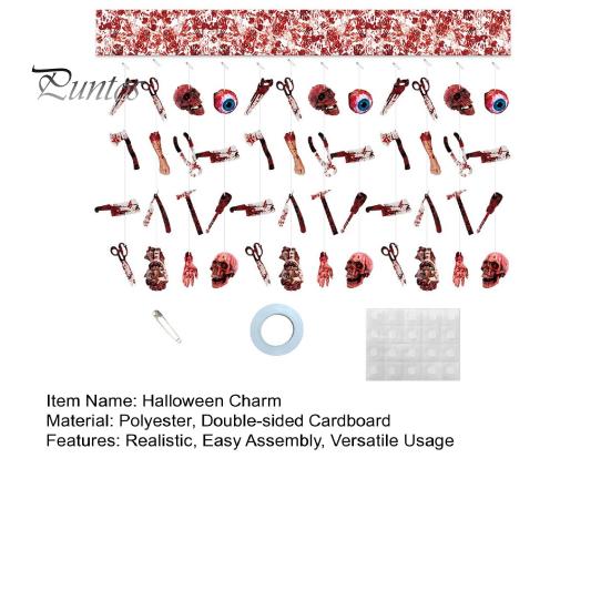 Halloween Horror Hanging Decorations Bleeding Body Parts Decor, Creepy Eyeball Skeleton Haunted House Scary Props Door Curtain for House, Spooky Room