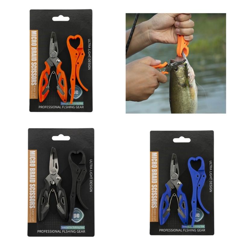Fishes Lip Gripper Fishing Pliers Hook Remover Outdoor Fish Line Cutter Tool Comfortable Grip Scissors Fishing Accessory