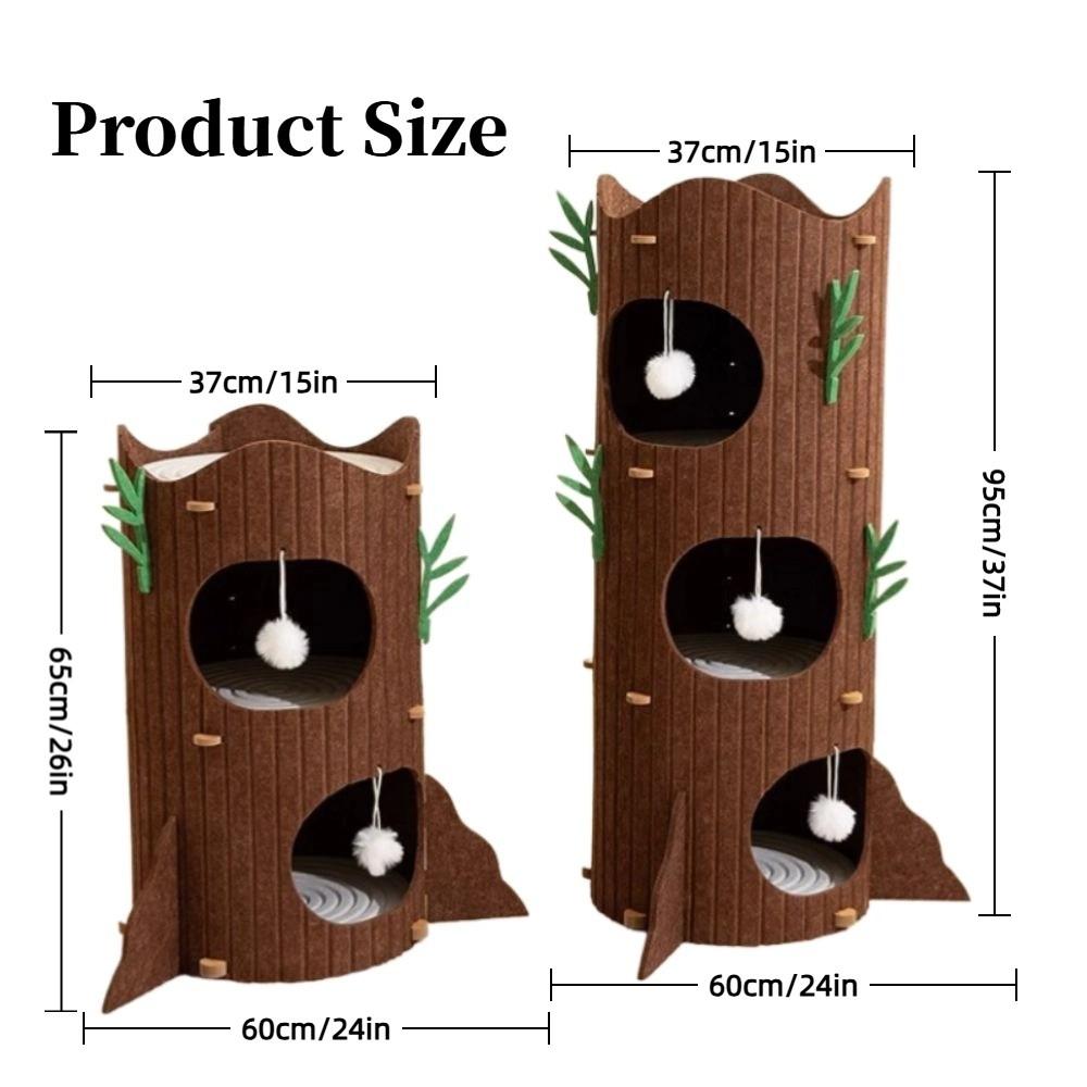 Felt Tree Hole Cat Bed All-in-one Cats Tunnel Condo Cave Cat House Scratching/Sleeping/Playing