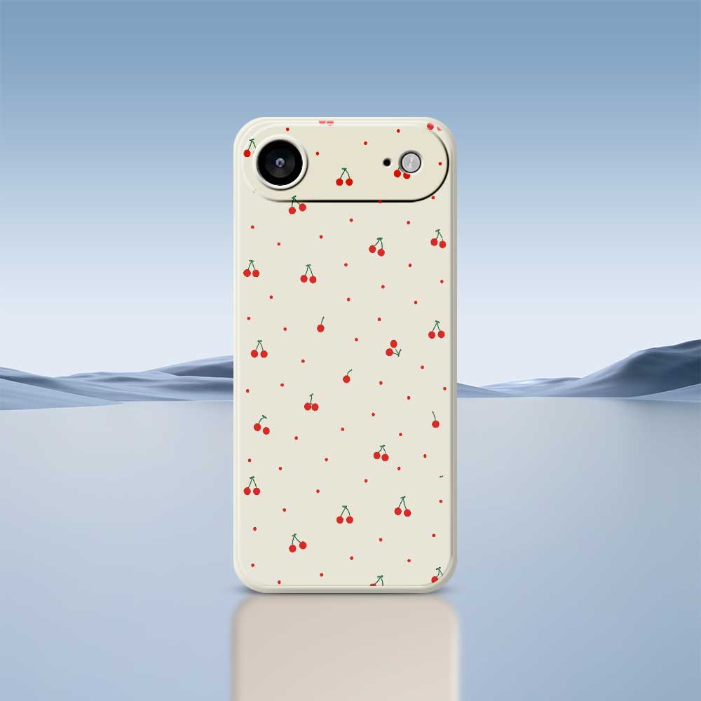 For iPhone 17 Air Case Red Cherry Pattern Printing Straight Edge TPU Phone Back Cover