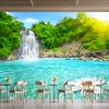 Waterfall River 3d Murals Wallpaper, Forest Lotus Large Wall Mural Modern Bedroom Baby Room Living Wall Paper