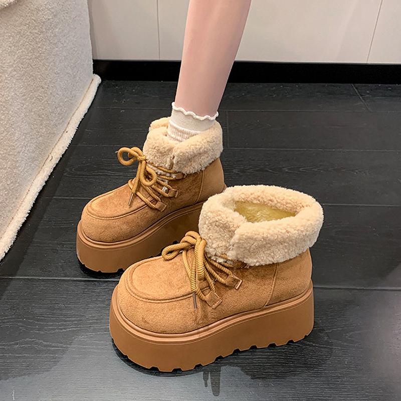 Winter Chunky Platform Women Fur Snow Boots Keep Warm Thick Sole Warm  Short Booties Shoes Zapatos Mujer