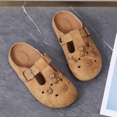 2025 Suede Women's Clog Slippers DIY Cork Footbed Beach Slippers Cork Non-Slip Women's Clog Slippers with Arch Support