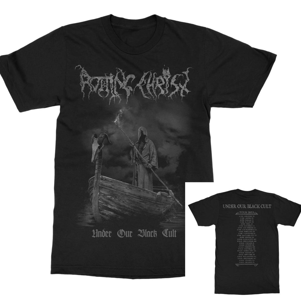

Rotting Christ Under Our Black Cult Tour Band Rock Music Art Style Summer Casual TShirt Unisexs and Womens Luxury Art M