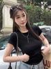 2025 Korean Style Solid Color Slim Fit Women's Short Sleeve T-Shirt