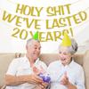 Holy We've Lasted 20 Years Banner, 20th Wedding Anniversary Party Decorations, Funny Decor for Him Her Husband Wife Parents, Pre-Strung, Gold Glitter