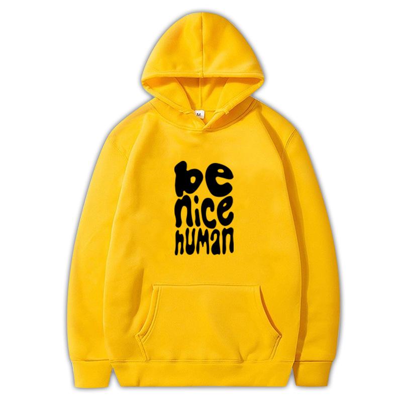 Autumn Winter 2023 Anime 'Be Nice Human' Plus Size Cartoon Pullover Hoodie