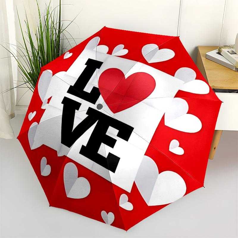 

1pc Love Heart Sticker Automatic Open/Close Folding Umbrella - Compact 8-Rib Design, Daily Use, Perfect Gift for Friends & Family yy251124198