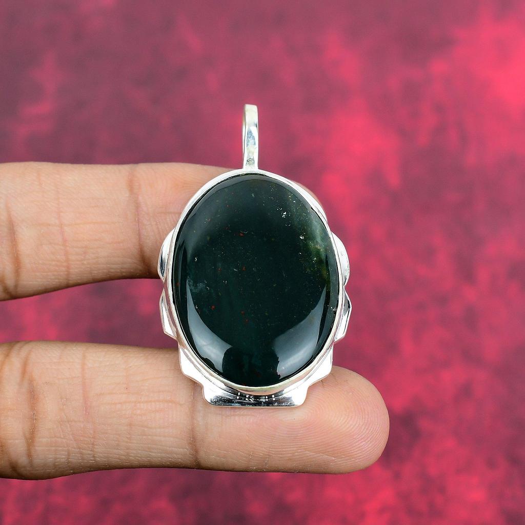 Moss Agate Pendant, Gemstone Jewelry 925 Solid Sterling Silver Pendant, Gift For Women Handmade Pendant