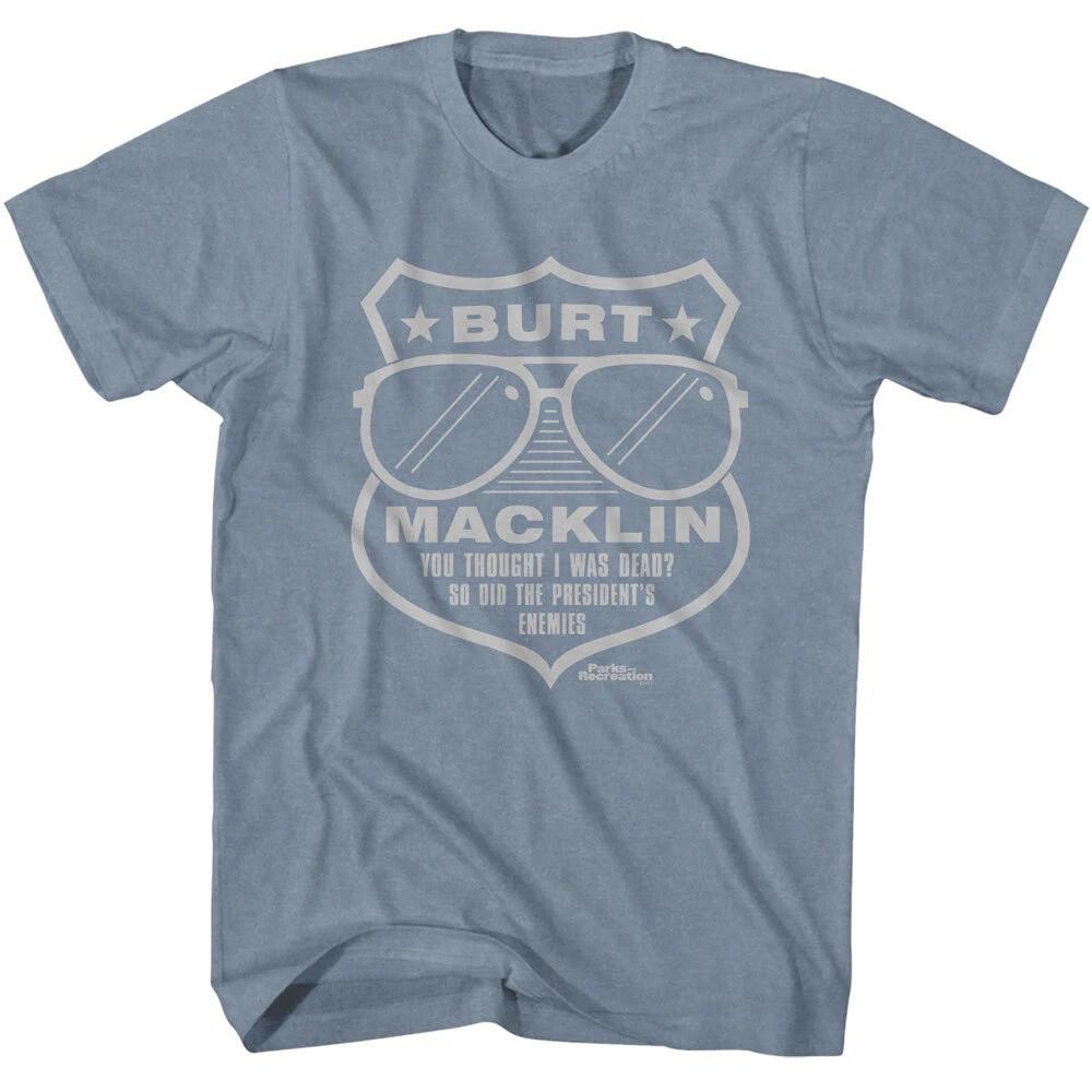 Parks and Recreation Burt Macklin Badge You Thought I Was Dead Men s T Shirt XL