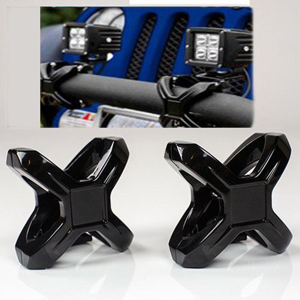 Pair Black X Quincunx Bracket Headlamp Bracket For Jeep Off-Road Vehicles