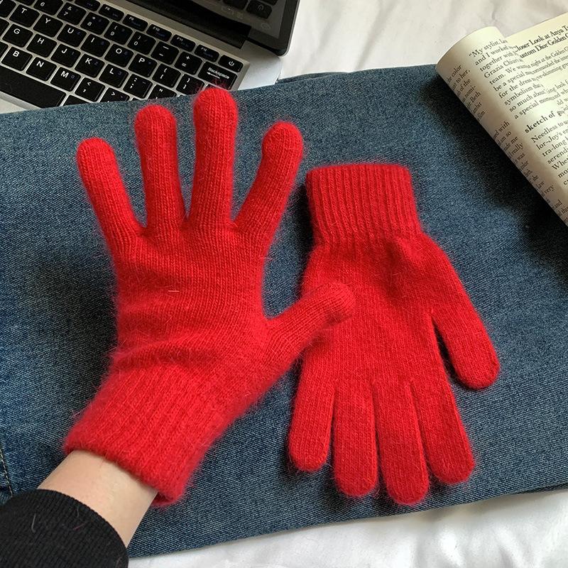 Wind Rabbit Plush Cute Warm Knitted Wool Gloves Long Girl Pink Thickened Soft Cold-proof