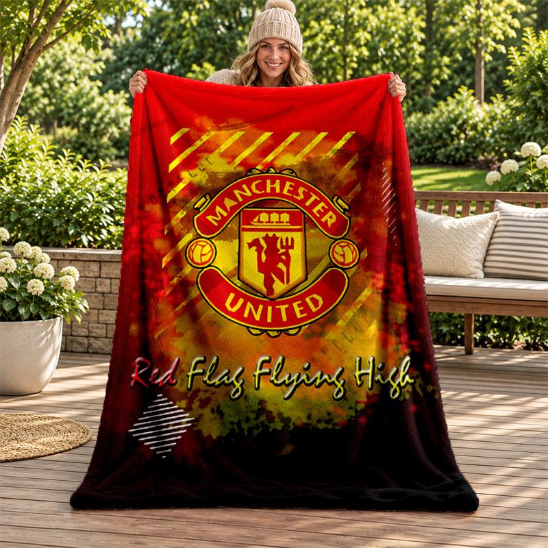 FC Manchester Blanket Flannel Blanket Soft Cozy Plush Throw for Sofa Bed Lightweight Home Decoration Gifts for Christmas Various Holidays
