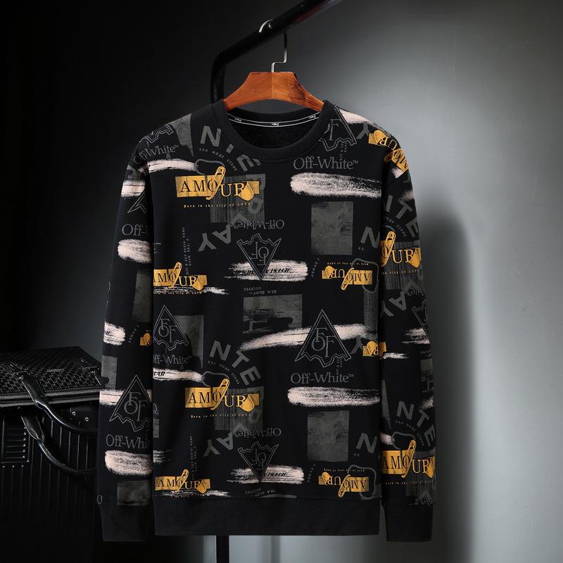 Plus Size Men s Trendy Pin Print Round Neck Long Sleeve Hoodie 7XL