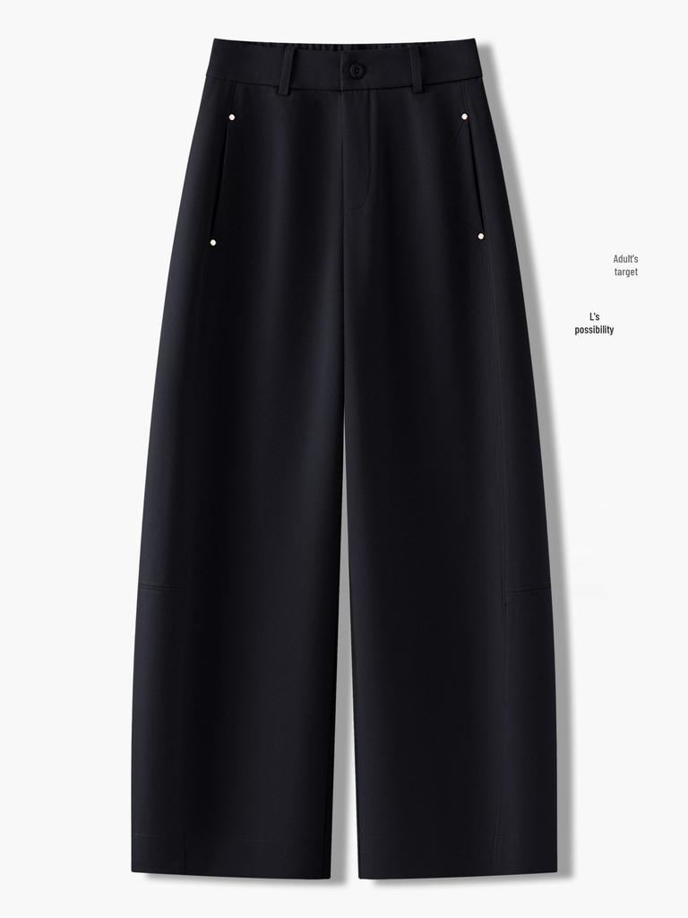 Women's Spring 2026 Nine-Tenth Length Curved Leg Wide-Leg Pants - Loose, Petite, Straight-Leg Suit Style