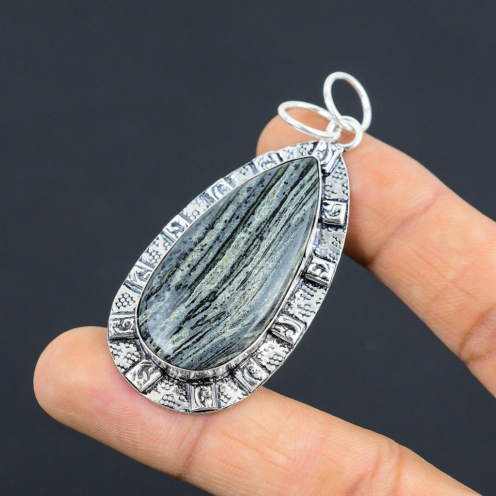 Easter Sale 925 Silver Natural Green Swiss Opal Bezel Daughter Pendant Jewelry