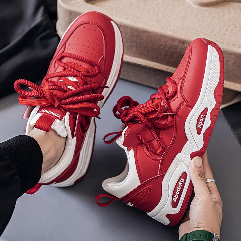 Men's Shoes 2026 Breathable Anti Slip Wear-resistant Casual Running Students White Thick Sole Height Increasing Dad's Trendy
