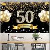 50th Anniversary Wedding Anniversary Decoration Black Gold 50th Anniversary Banner Backdrop Happy 50th Anniversary Party Decor