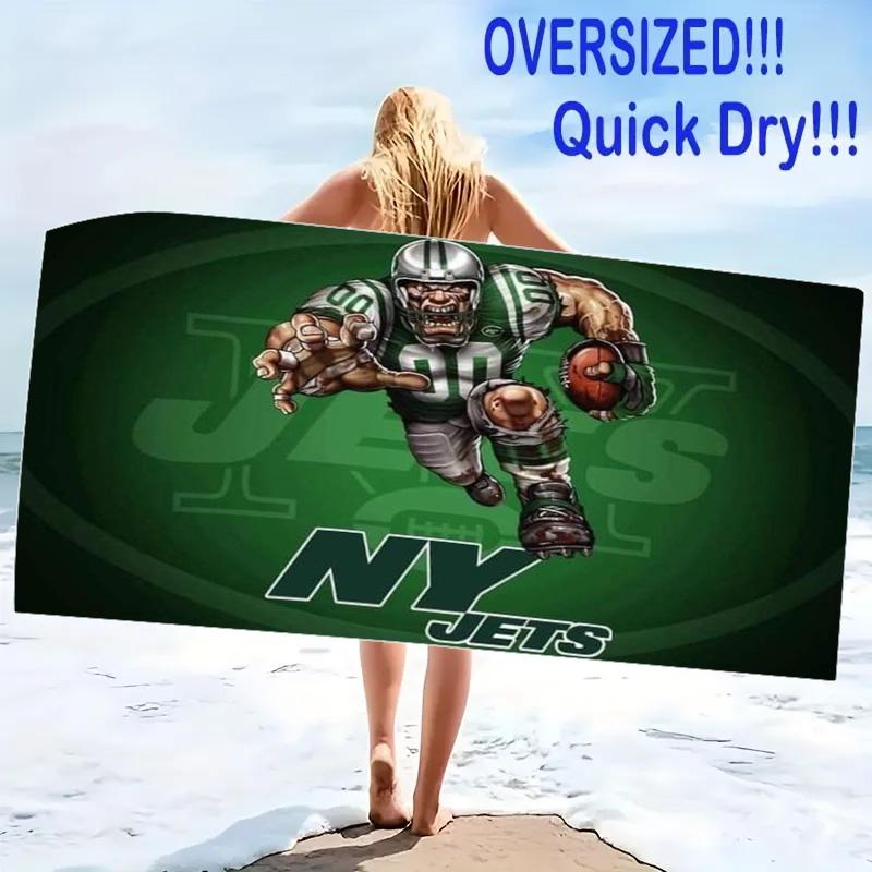 New York Jets Print Strandtuch, Großes Weiches Schnelltrocknendes Handtuch für Strand Camping Schwimmen